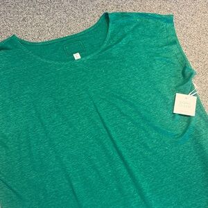 Sigrid Olsen Teal Scoop Neck Short Sleeve Tee